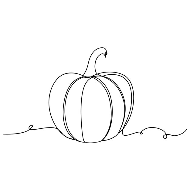 Halloween pumpkin Single line art continuous line drawing vector