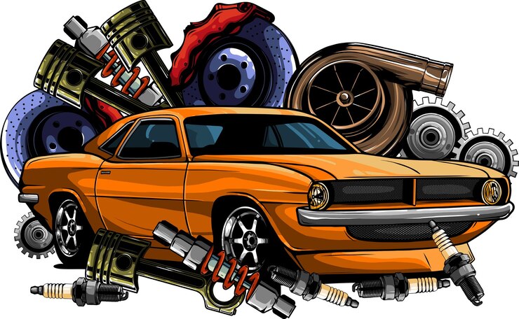 Vector hand draw of muscle car vector illustration