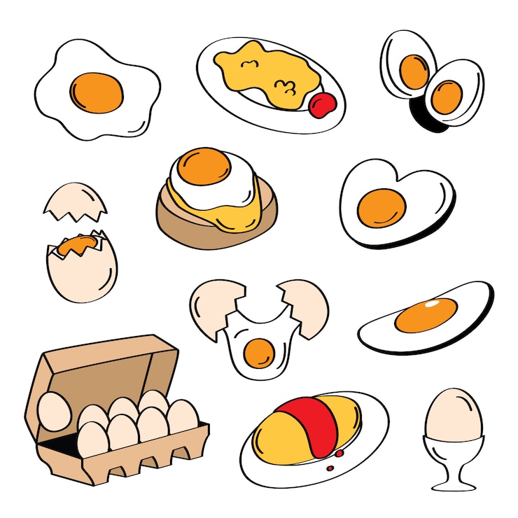 Vector hand drawing styles egg menu