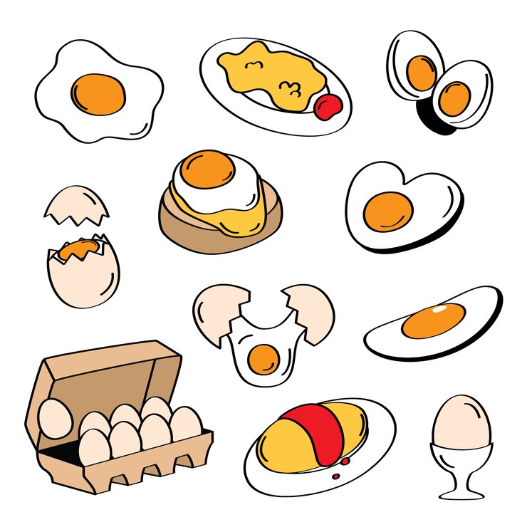 Vector hand drawing styles egg menu