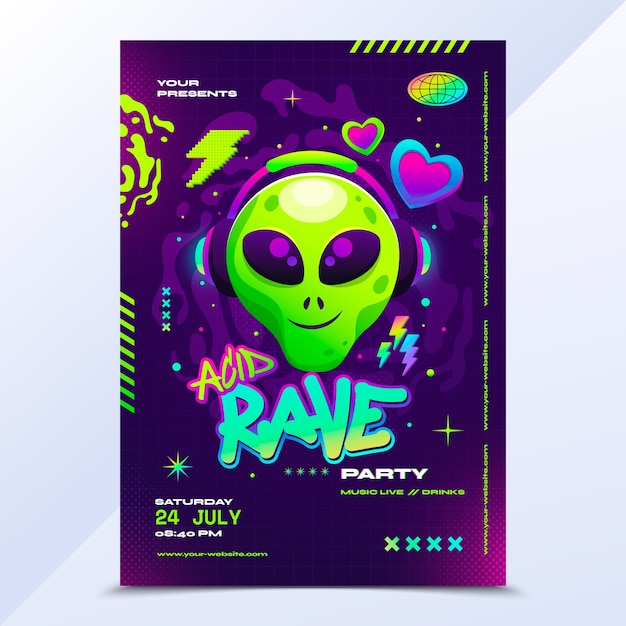Hand drawn acid style poster