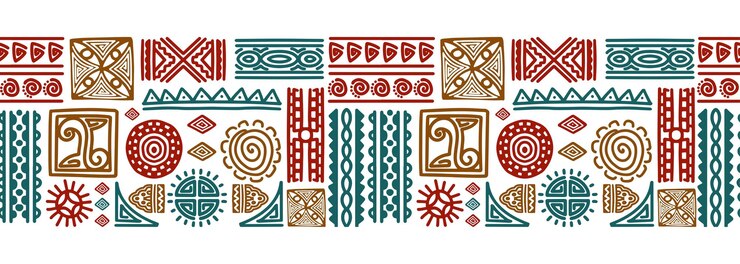 Vector hand drawn african tribal abstract seamless pattern ethnic background afro mexican border in white background vector illustration for fashion textile print