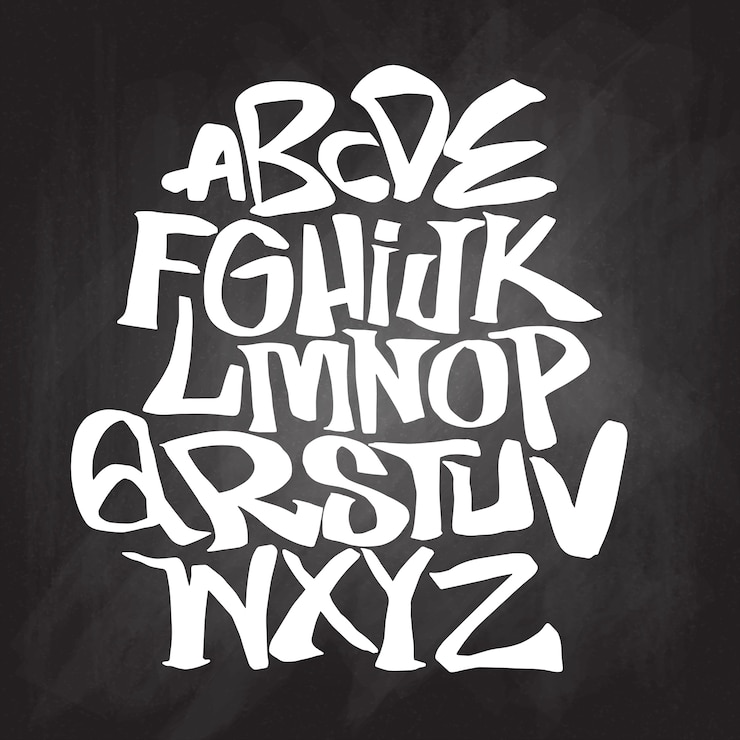 Vector hand drawn alphabet letters