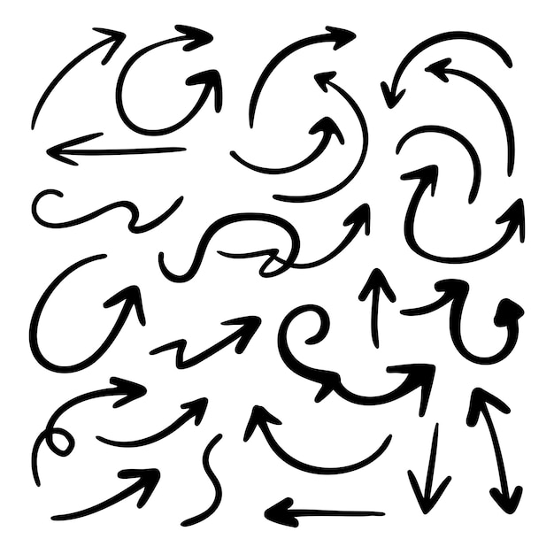 hand drawn arrows collection in doodle style
