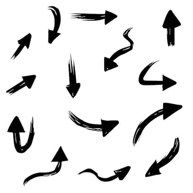 hand drawn arrows icons set arrow icon with various directions doodle