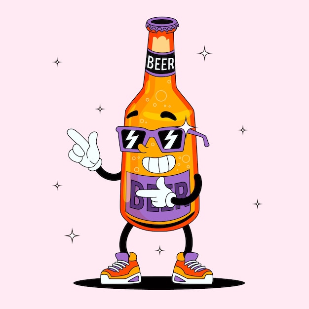 Hand drawn beer cartoon illustration