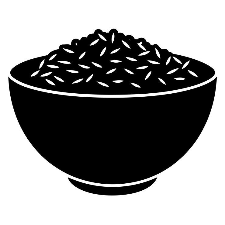Vector hand drawn bowl of rice vector and rice in a bowl silhouette illustration