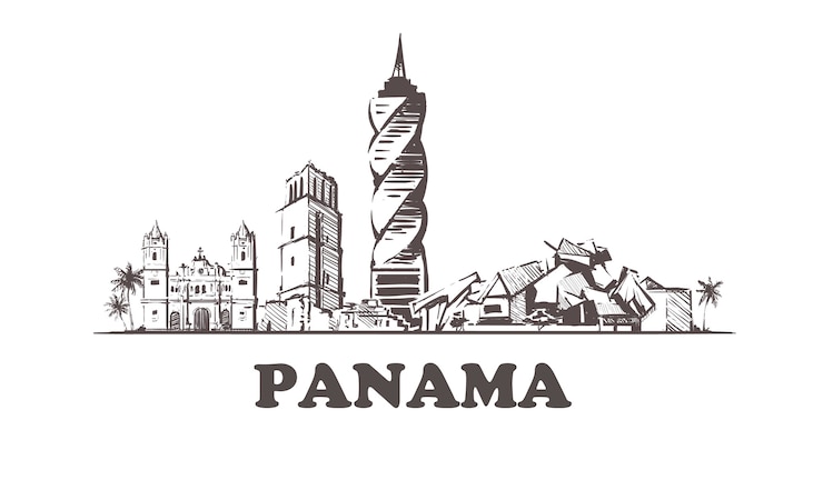 Vector hand drawn buildings of panama