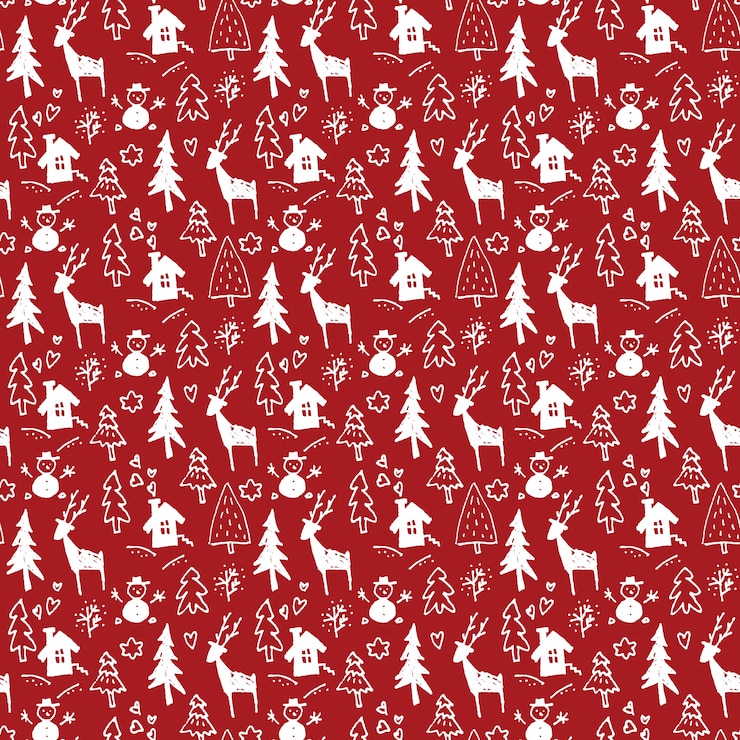 Vector hand drawn christmas seamless pattern
