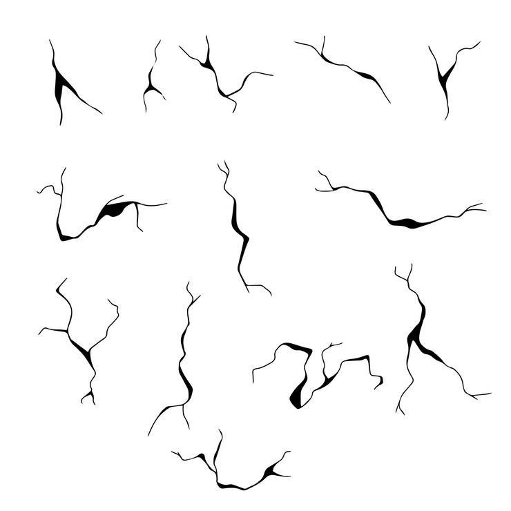 Vector hand drawn cracked wall ground glass in cartoon doodle style vector illustration
