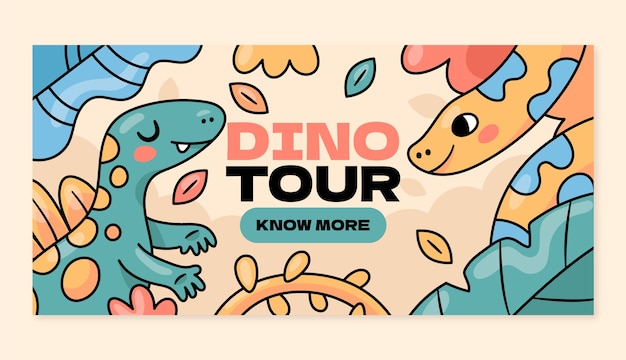 Hand drawn dino banner