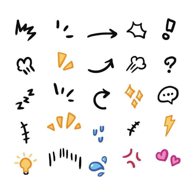 Hand drawn doodle design elements vector on isolated white background Swishes brush stroke swoops
