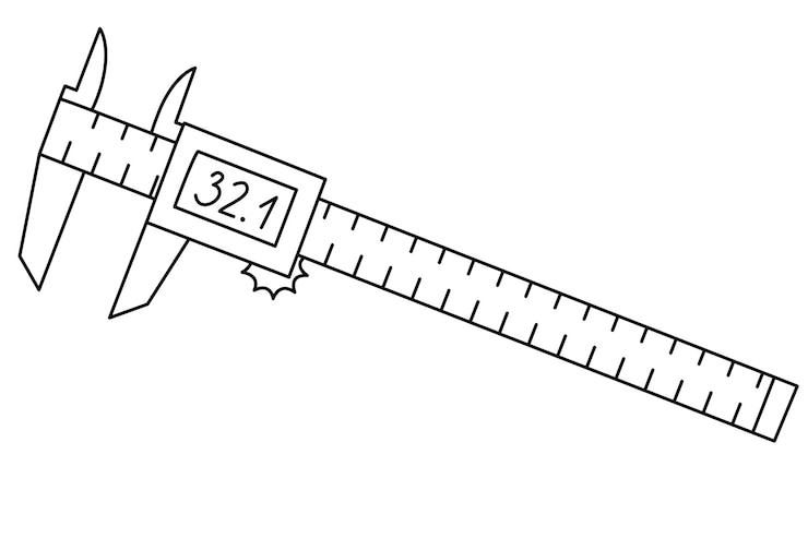 Vector hand drawn doodle digital caliper vector illustration black outline