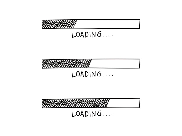 Hand drawn doodle Loading sign vector set