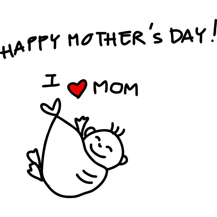 Vector hand drawn doodle mom clipart happy mothers day