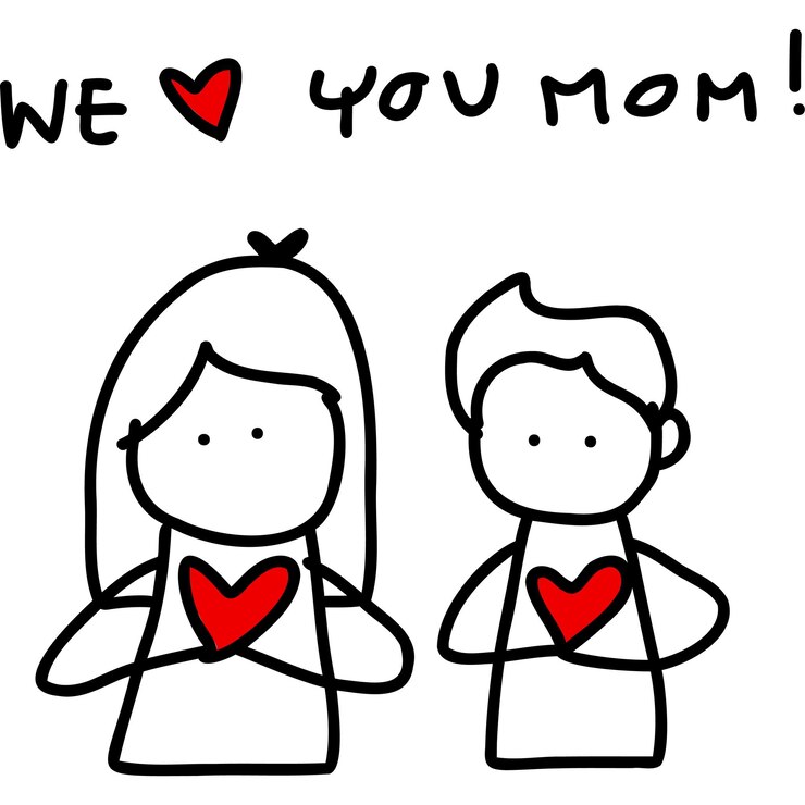 Vector hand drawn doodle mom clipart happy mothers day