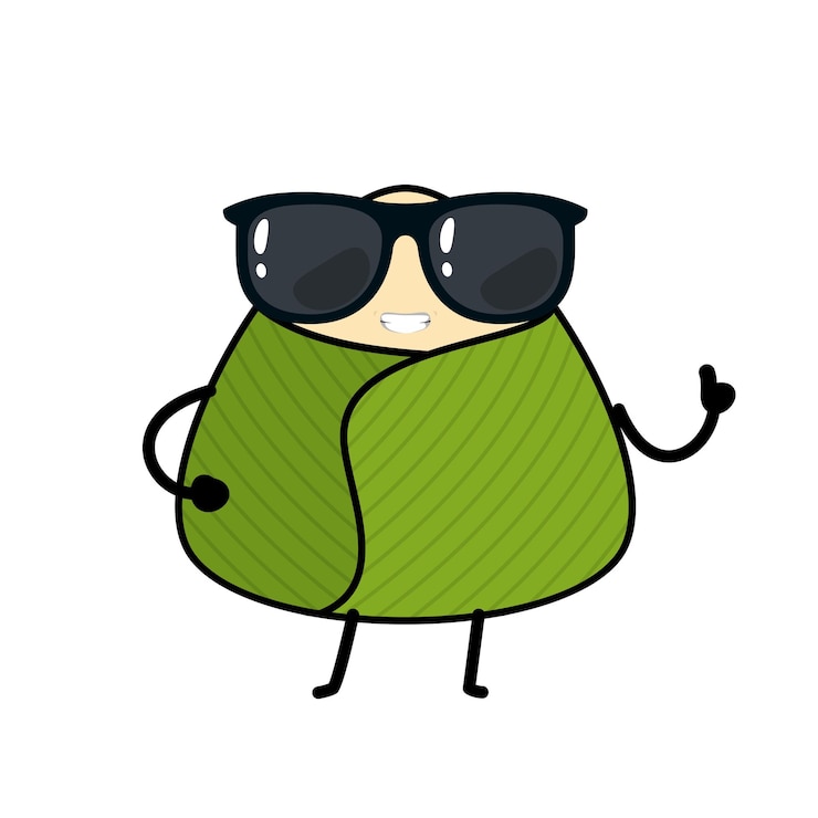 Vector hand drawn dragon boat's zongzi