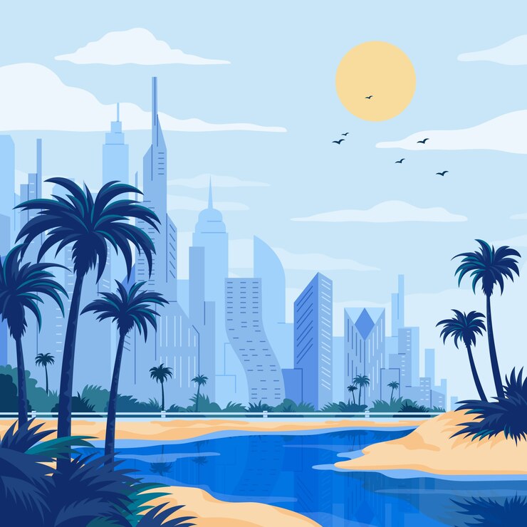 Vector hand drawn dubai illustration