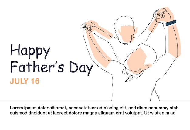 Hand drawn fathers day greetings card poster template