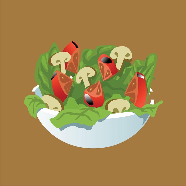 Hand drawn flatlay salad