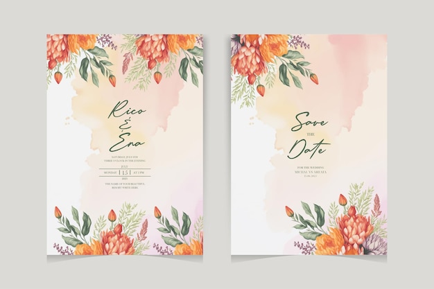 Hand drawn floral wedding instagram invitation card setcutlery set