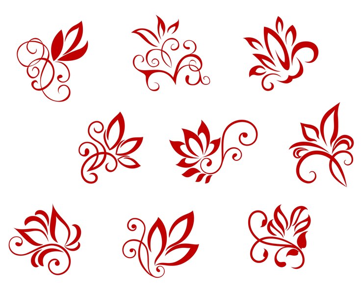 Vector hand drawn flowers set