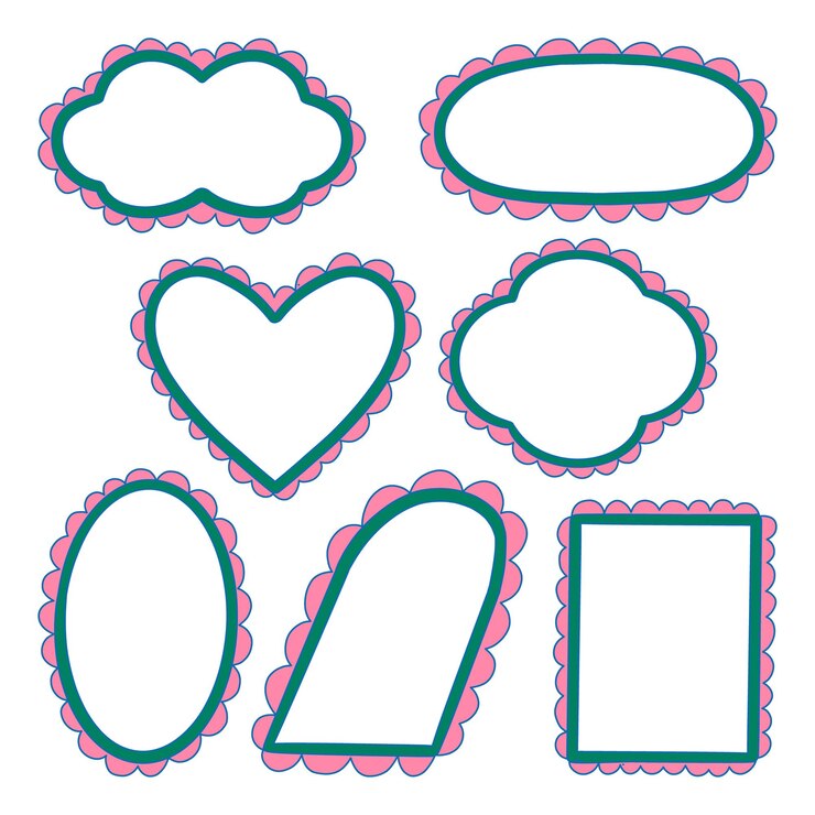 Vector hand drawn frames with scalloped borders