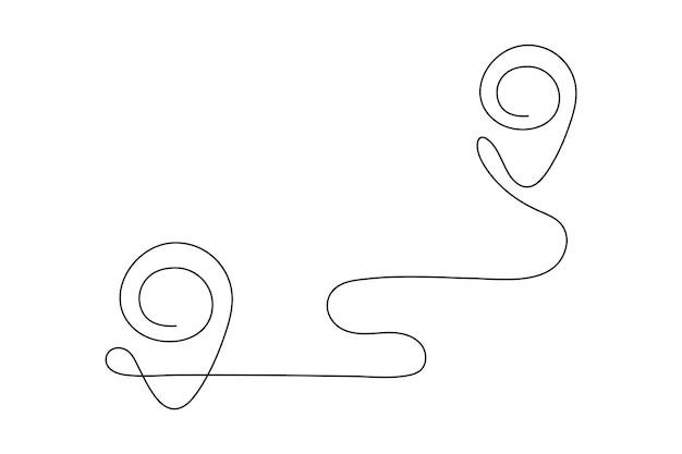hand drawn gps map pointers icon isolated in continuous line style