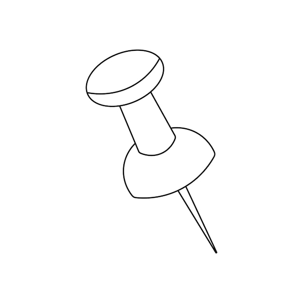 hand drawn kids drawing cartoon vector illustration push pin icon isolated on white