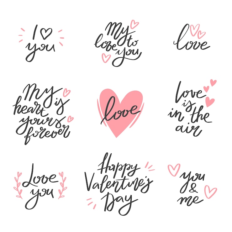Vector hand drawn love lettering collection