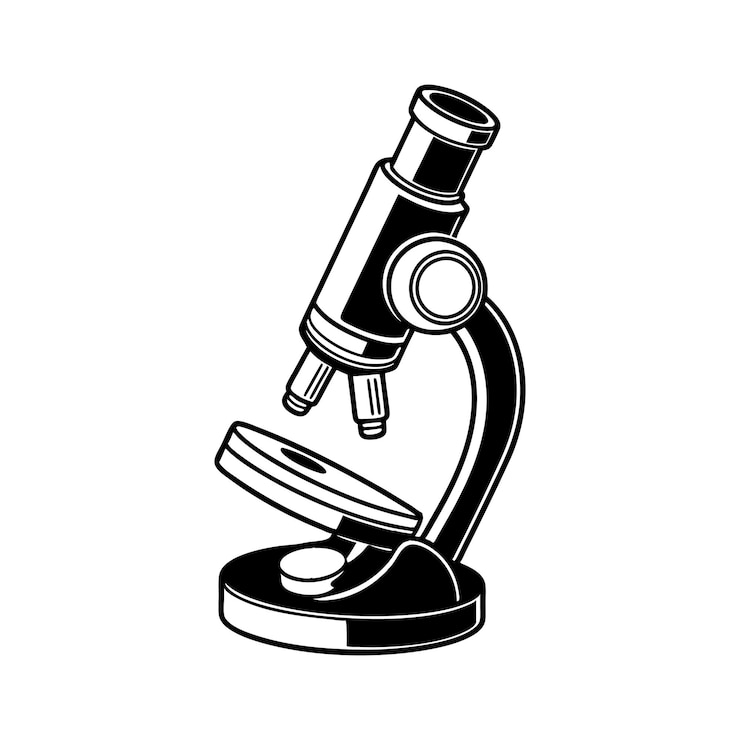 Vector hand drawn microscope silhouette vector art illustration