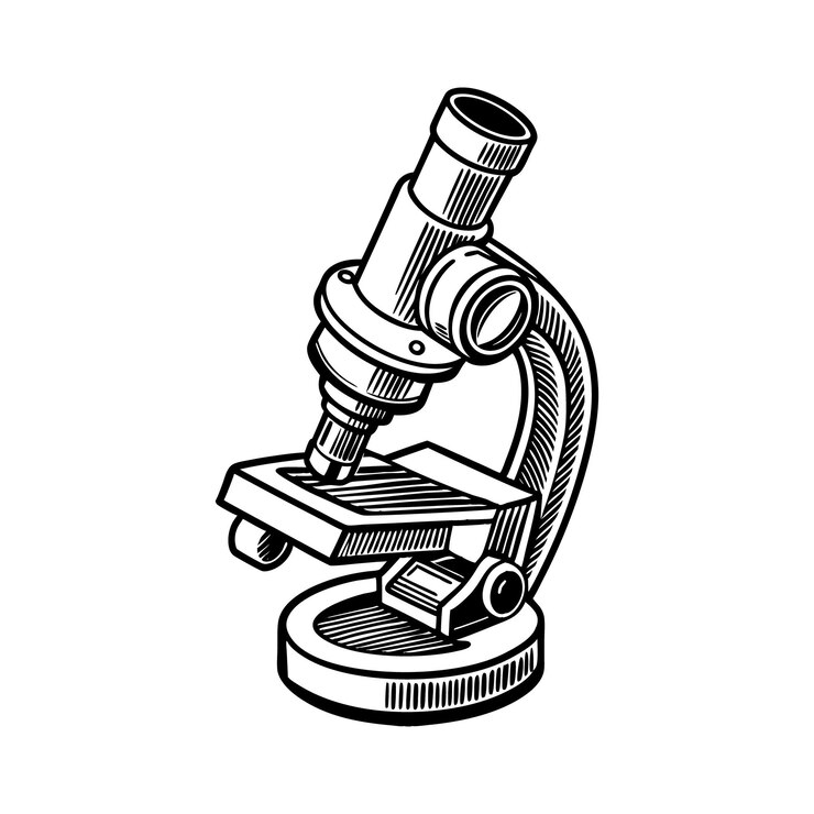 Vector hand drawn microscope silhouette vector art illustration