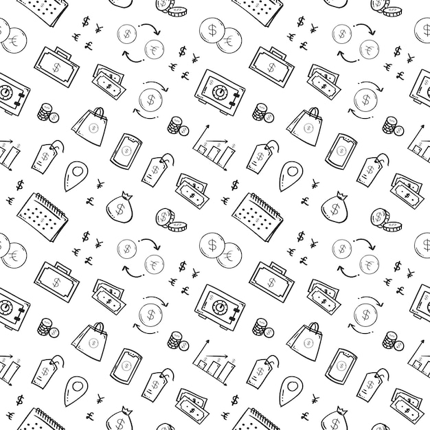 hand drawn money seamless pattern payment doodle pattern background