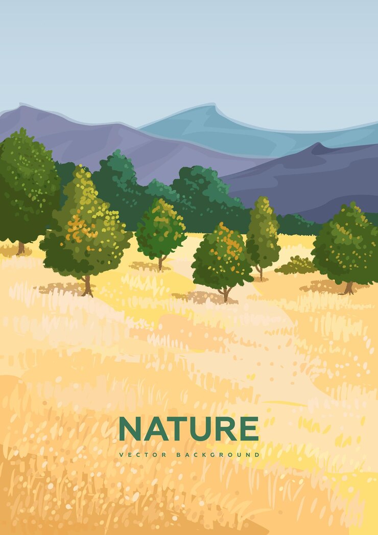 Vector hand drawn nature landscape