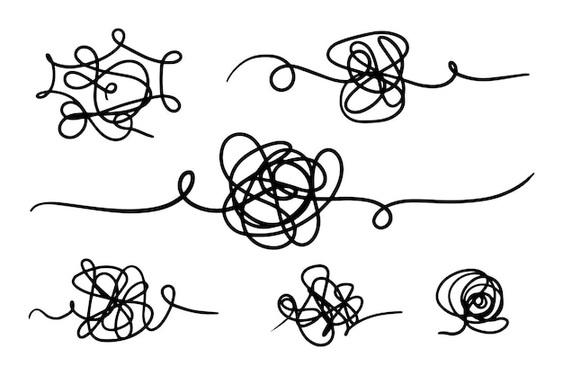 hand drawn of tangle scrawl sketch abstract scribble vector illustration