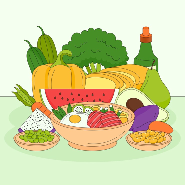 Vector hand drawn organic healthy food illustration