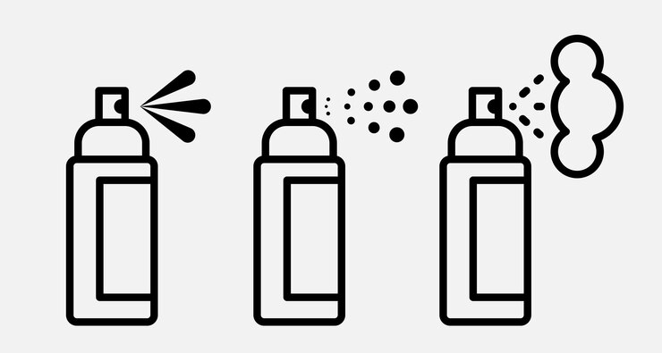 Vector hand drawn paint spray bottle icon airbrush line simple graffiti art aerosol balloon logo