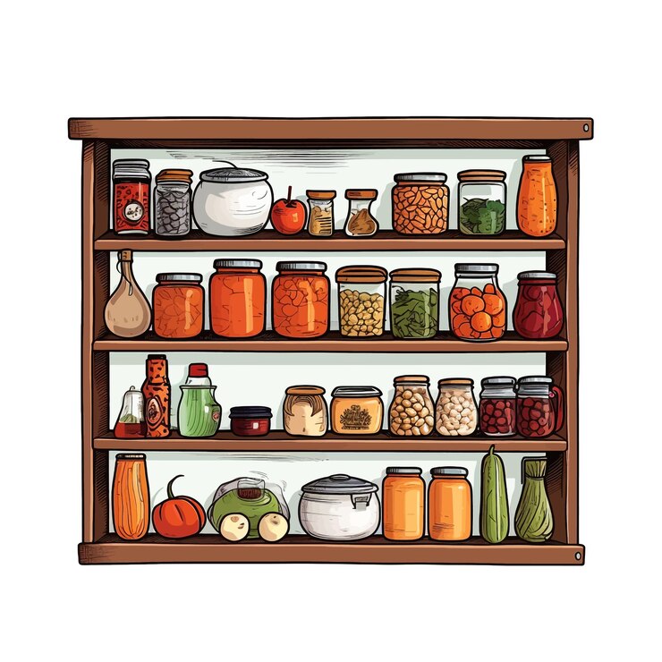 Vector hand drawn pantry cartoon vector illustration clipart white background