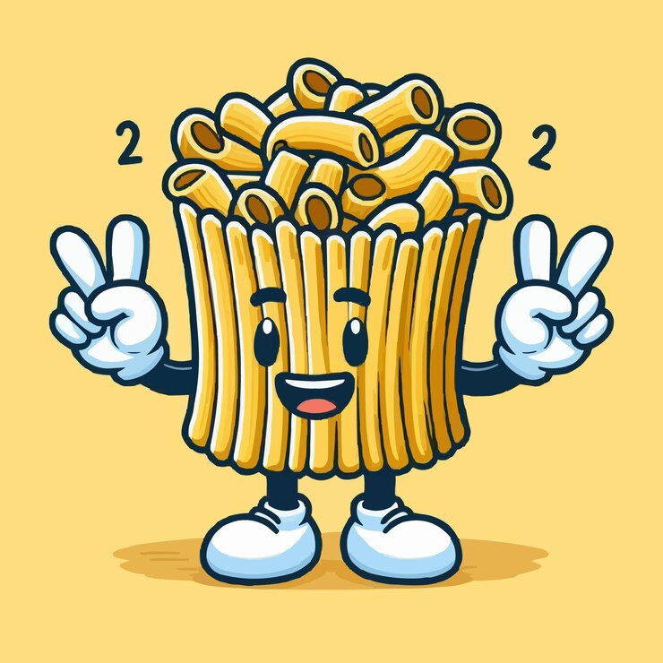 Vector hand drawn pasta cartoon illustration character