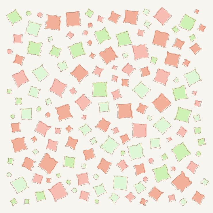 Vector hand drawn pattern organic shapes colorful squares abstract background