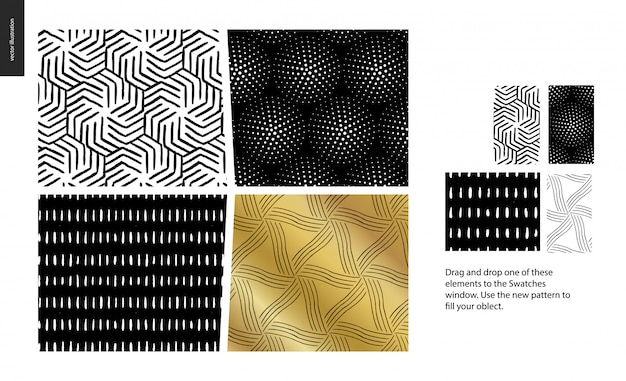 Hand drawn Patterns with thea group set 