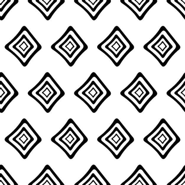 hand drawn rhombus pattern abstract geometric design vector seamless doodle black and white