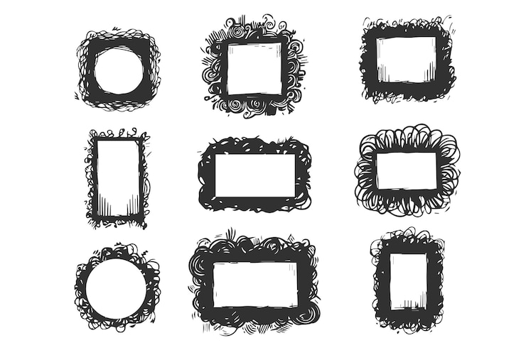 Vector hand drawn scribble different frames