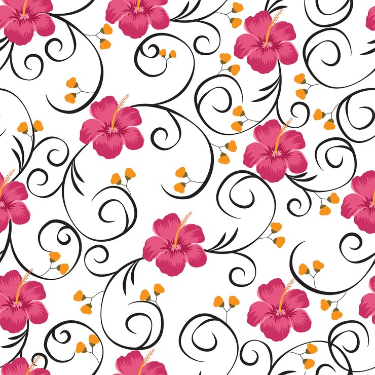 Vector hand drawn seamless floral pattern