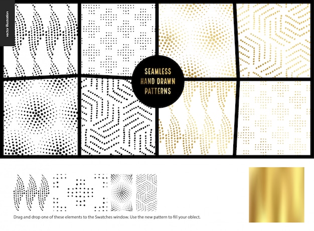 Hand drawn seamless patterns - white