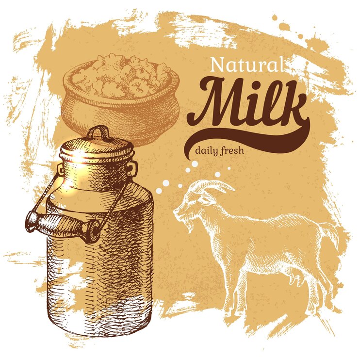Vector hand drawn sketch milk products background vector vintage illustration