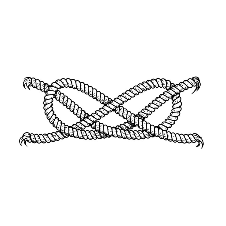 Vector hand drawn sketch sailing knot marine decoration element nautical retro style