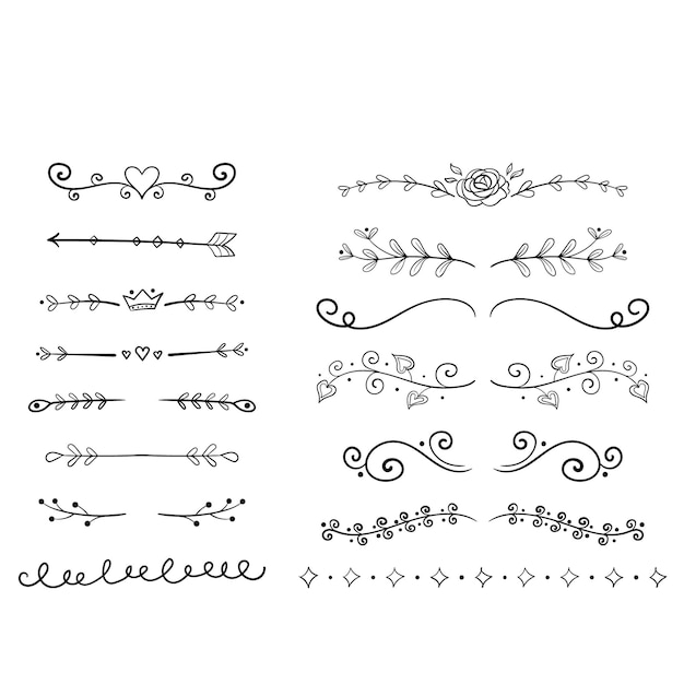 Hand drawn text dividers vintage ornaments collection Vintage borders and wedding laurels