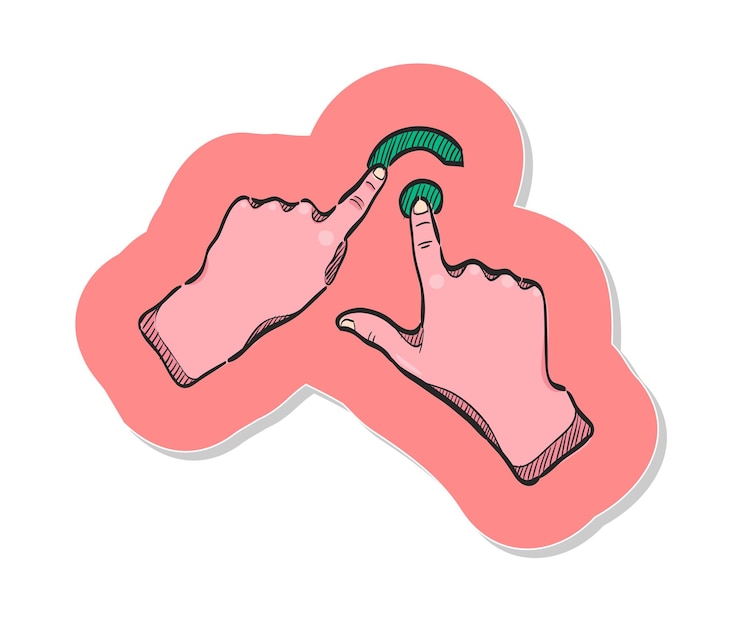 Vector hand drawn touchpad finger gesture icon in sticker style vector illustration