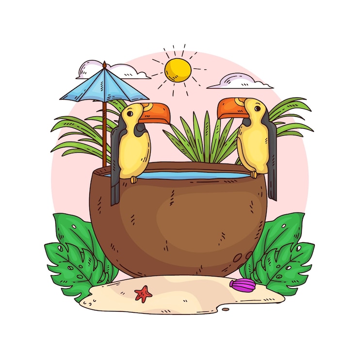 Vector hand drawn tropical illustration
